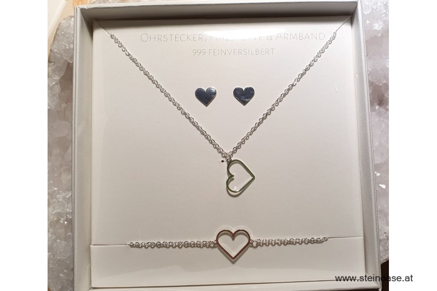 4 tlg. Schmuck-Set Herz 'silber'